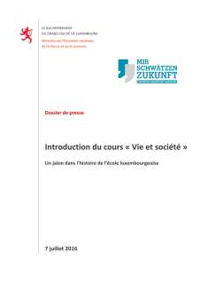 Introduction du cours « Vie et société »