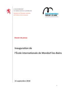 Inauguration de l’École internationale de Mondorf-les-Bains