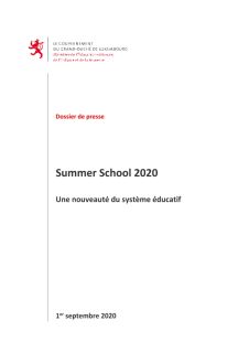 Dossier de presse : Summer School 2020 - Une nouveauté du système éducatif