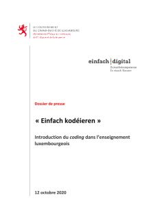 Dossier de presse : « Einfach kodéieren » Introduction du coding dans l’enseignement luxembourgeois