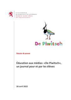 Dossier de presse : Éducation aux médias: «De Piwitsch», un journal pour et par les élèves
