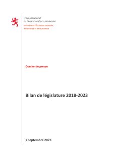 Dossier de presse : Bilan de la législature 2018-2023