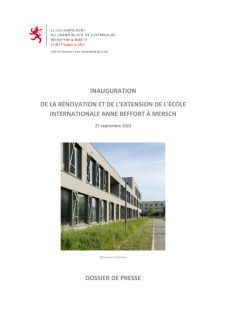 Dossier de presse : Inauguration de la rénovation et de l'extension de l'École internationale Anne Beffort à Mersch