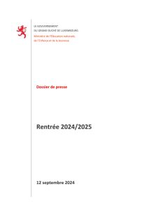 Dossier de presse : Rentrée 2024/2025