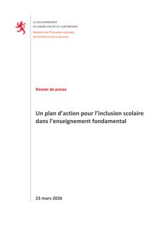 Dossier de presse : Un plan d’action pour l’inclusion scolaire dans l’enseignement fondamental