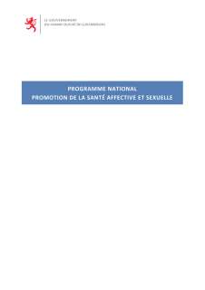 Programme national : Promotion de la santé affective et sexuelle