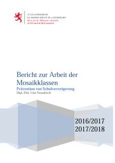 Bericht zur Arbeit der Mosaikklassen - Prävention von Schulverweigerung 2016-2017 / 2017-2018