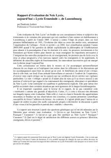 Rapport d'évaluation du «Neie Lycée» du Professeur Baudouin Jurdant